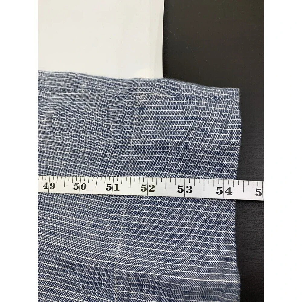 Everlane Linen Picnic Jumpsuit Blue Pinstriped Button Belted Adjustable Womens 6